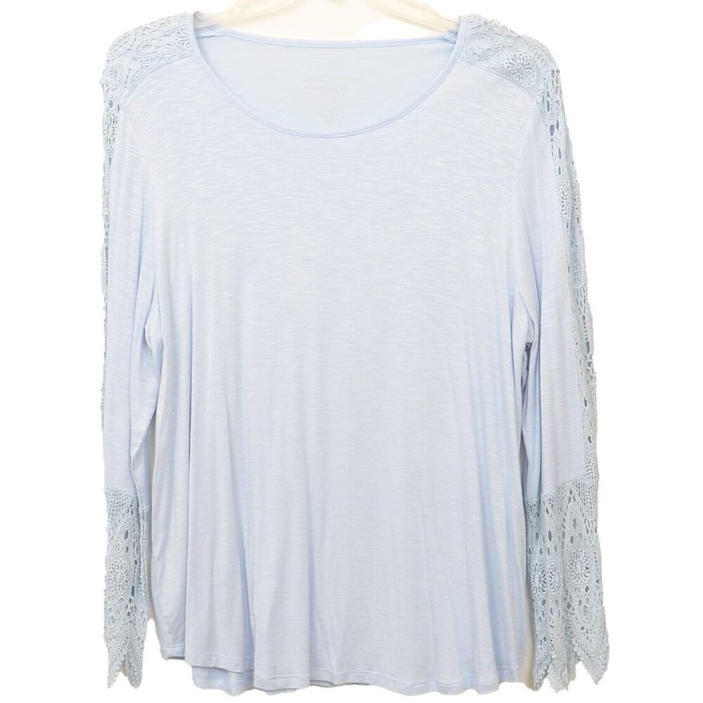 Chico's Size 3 XL16 Crochet‎ Bell Sleeve Scoop Neck Tee Feminine Vacation Top